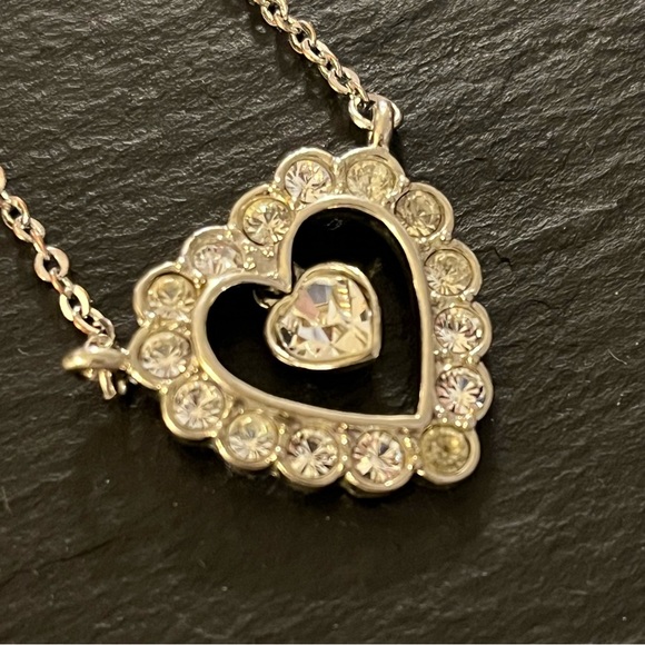 Vintage Kirks Folly Beloved Heart Pendant Silver Tone Necklace - Picture 3 of 13